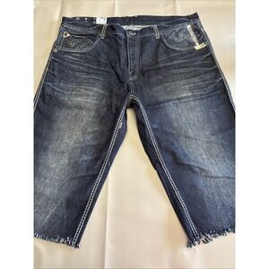 Y2K Parish Blue Denim Jorts Frayed Size 40x18"